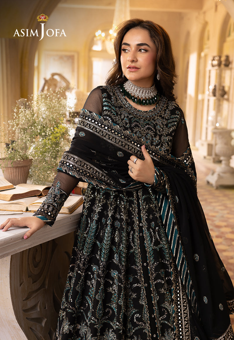 Asim Jofa 3 Piece Custom Stitched Suit - Black - LB285192