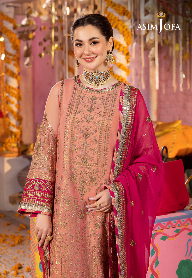 Asim Jofa 3 piece Custom Stitched Suit - Pink - LB285456