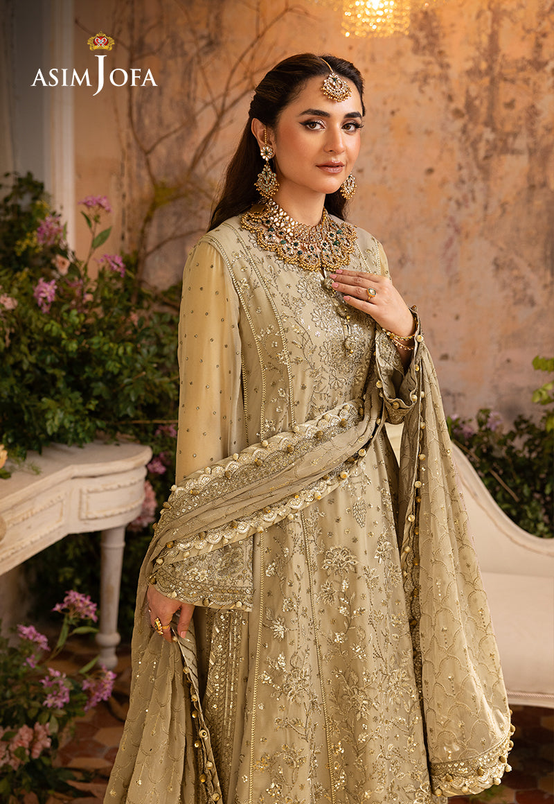 Asim Jofa 3 Piece Custom Stitched Suit - Beige - LB285197