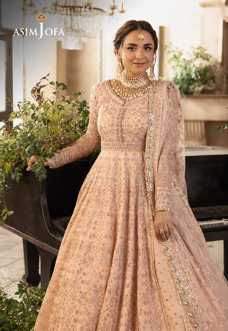 Asim Jofa 3 Piece Custom Stitched Suit - Peach - LB285190