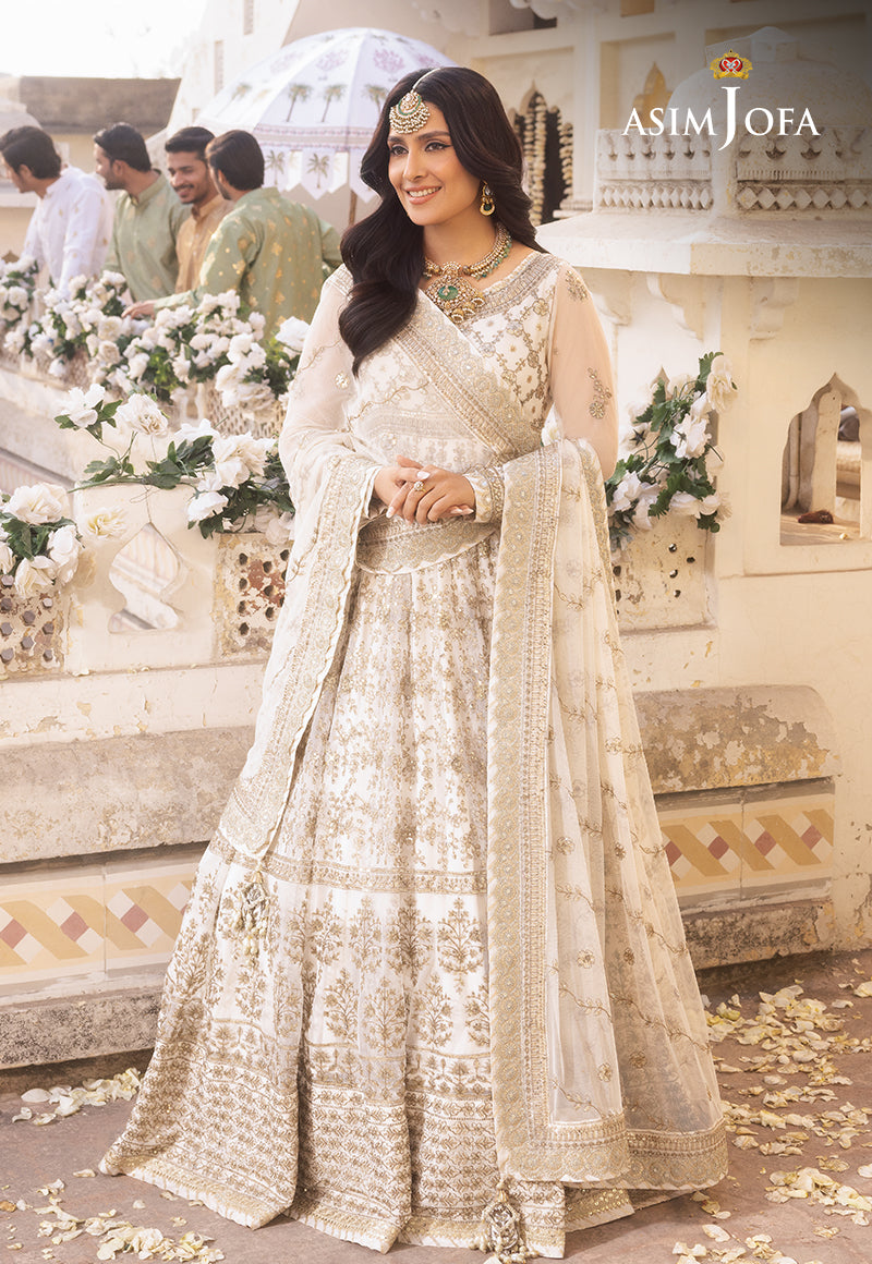 Asim Jofa 3 Piece Custom Stitched Suit - Off-White - LB285477