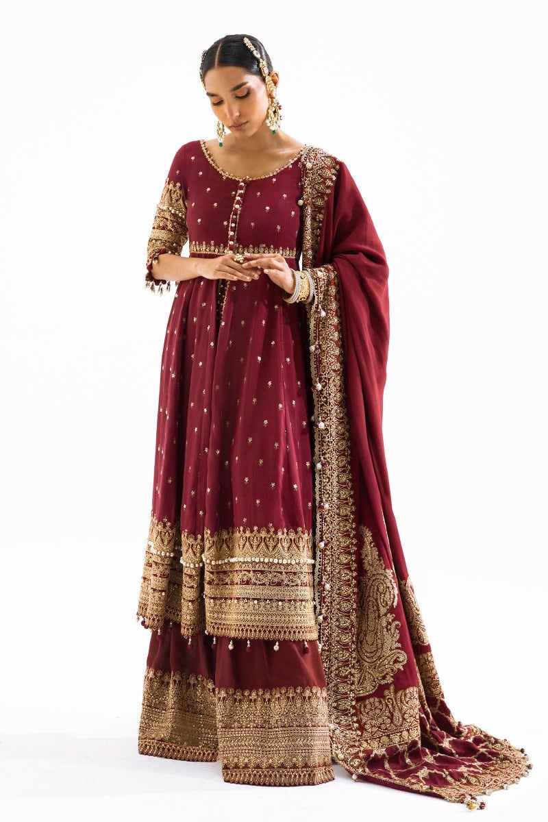 Sana Safinaz 3 Piece Custom Stitched Suit - Maroon - LB25980