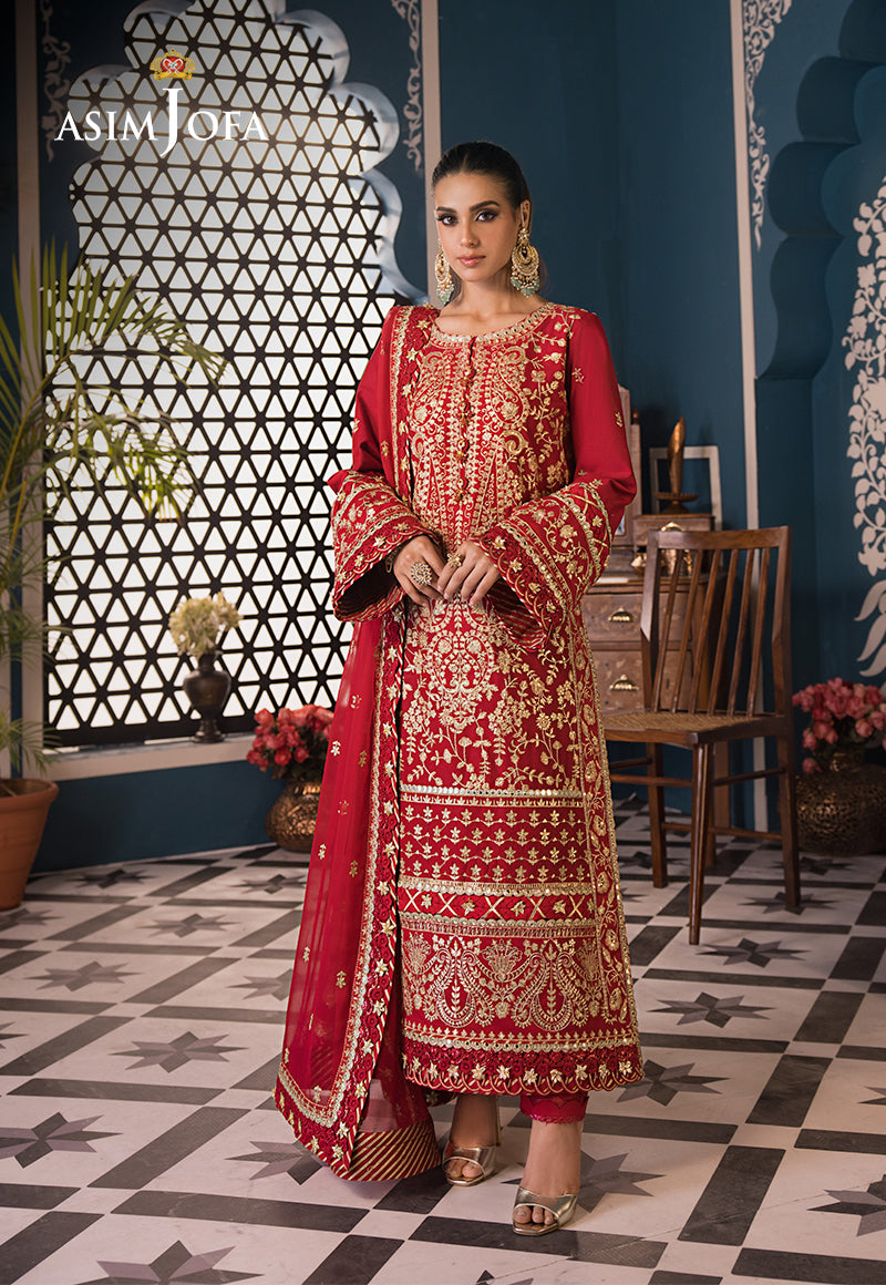 Asim Jofa 3 Piece Custom Stitched Suit - Pink - LB286471