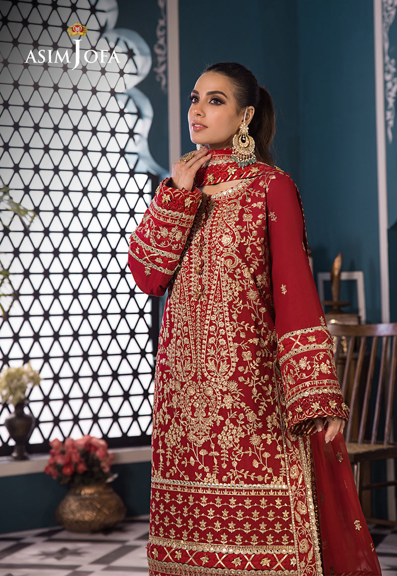 Asim Jofa 3 Piece Custom Stitched Suit - Pink - LB286471