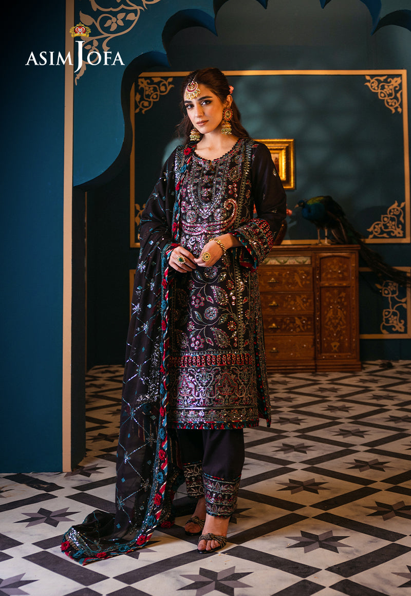 Asim Jofa 3 Piece Custom Stitched Suit - Black - LB286456