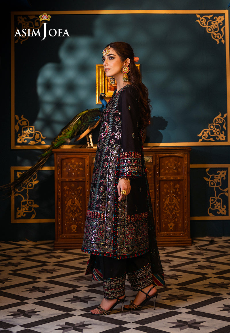 Asim Jofa 3 Piece Custom Stitched Suit - Black - LB286456