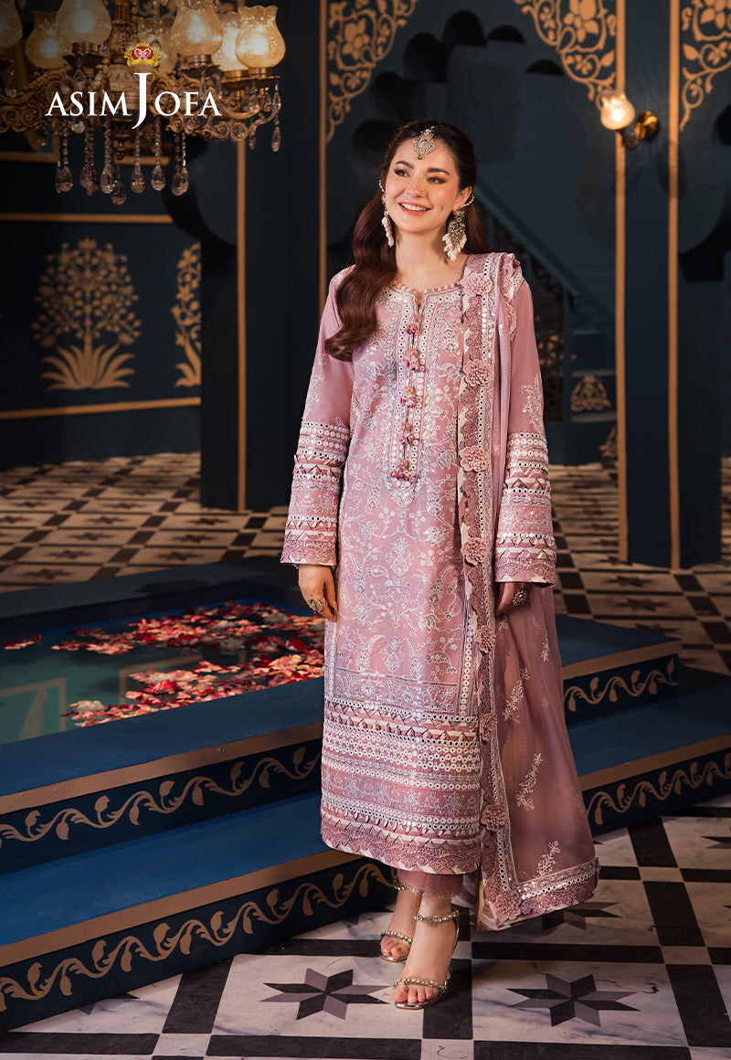 Asim Jofa 3 Piece Custom Stitched Suit - Pink - LB286477