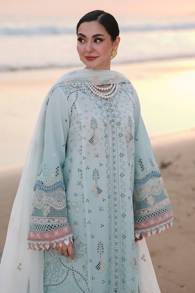 Qalamkar 3 Piece Custom Stitched Suit - Blue - LB31535