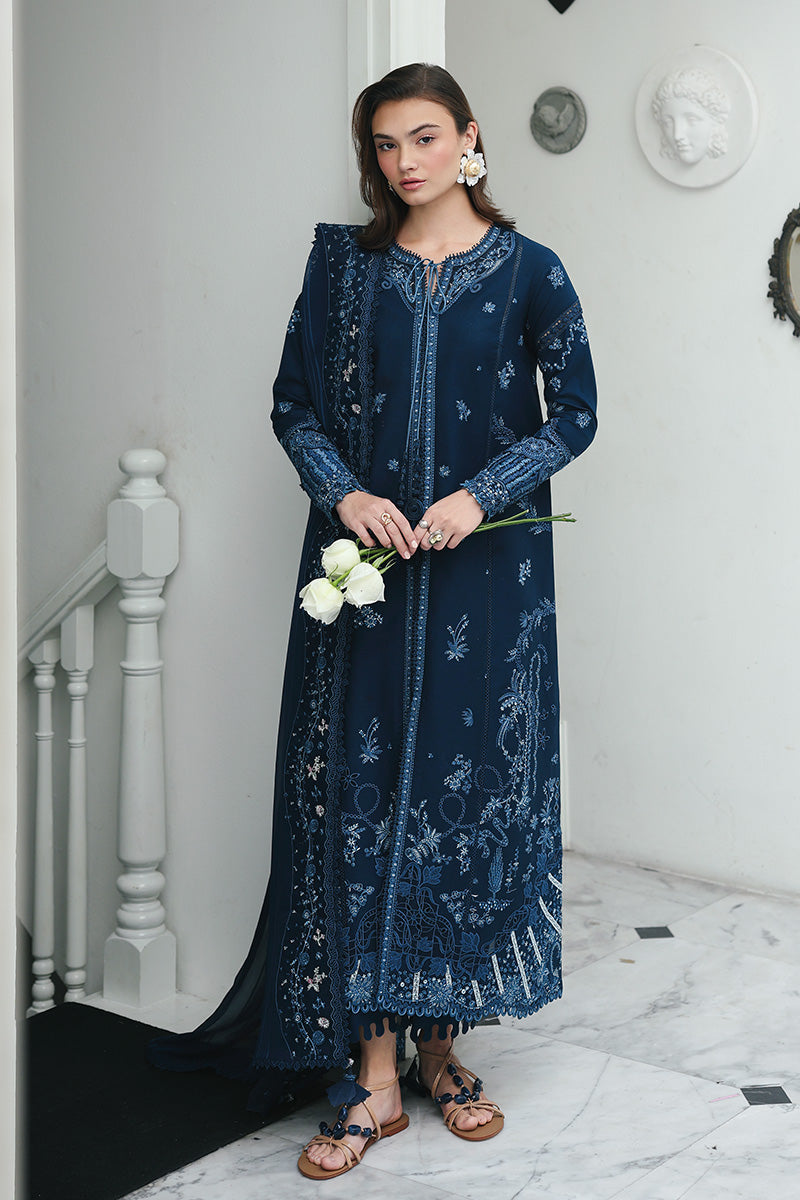 Qalamkar 3 Piece Custom Stitched Suit - Blue - LB31542