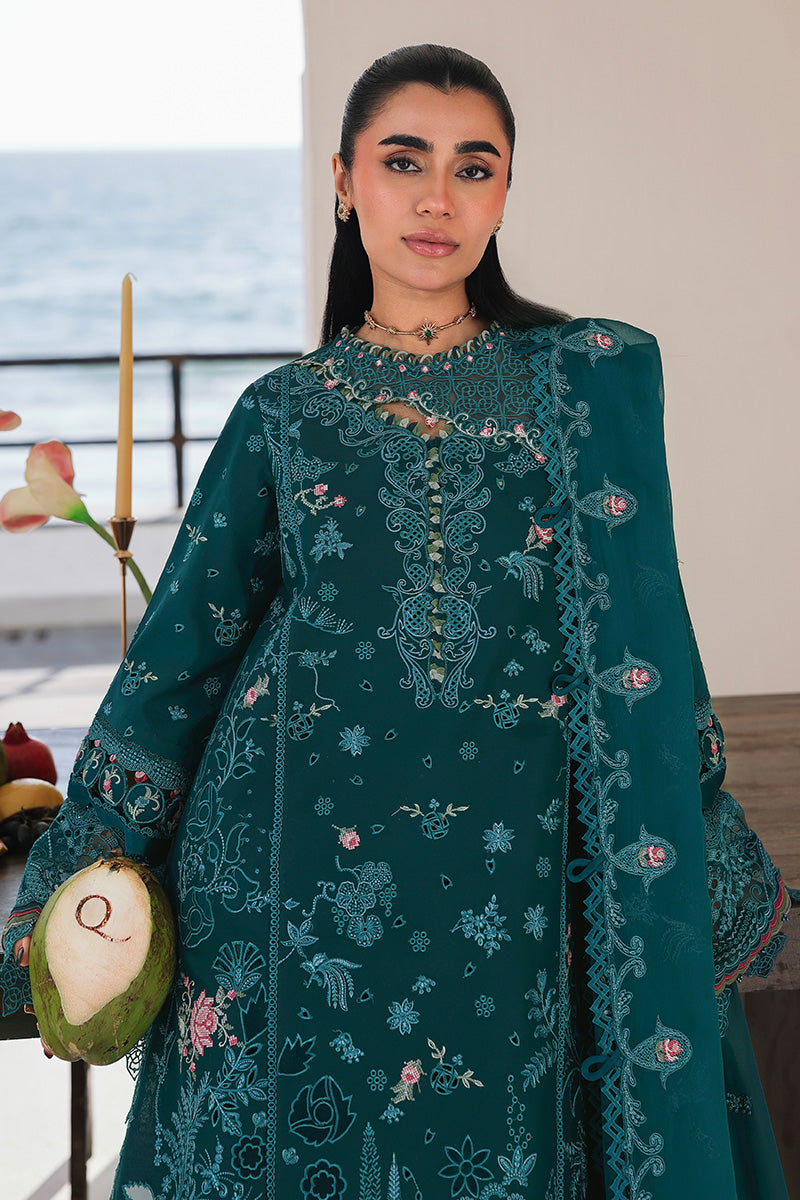 Qalamkar 3 Piece Custom Stitched Suit - Green - LB31539