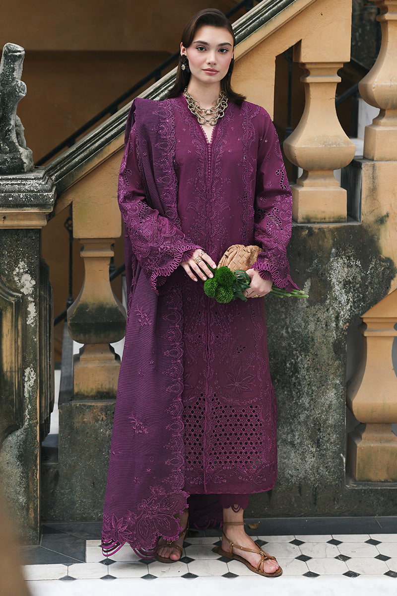 Qalamkar 3 Piece Custom Stitched Suit - Purple - LB31546