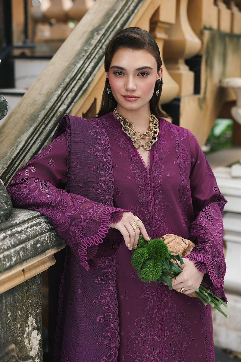 Qalamkar 3 Piece Custom Stitched Suit - Purple - LB31546