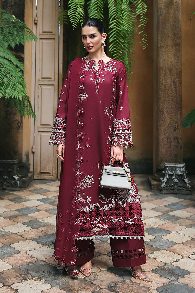Qalamkar 3 Piece Custom Stitched Suit - Maroon - LB31541