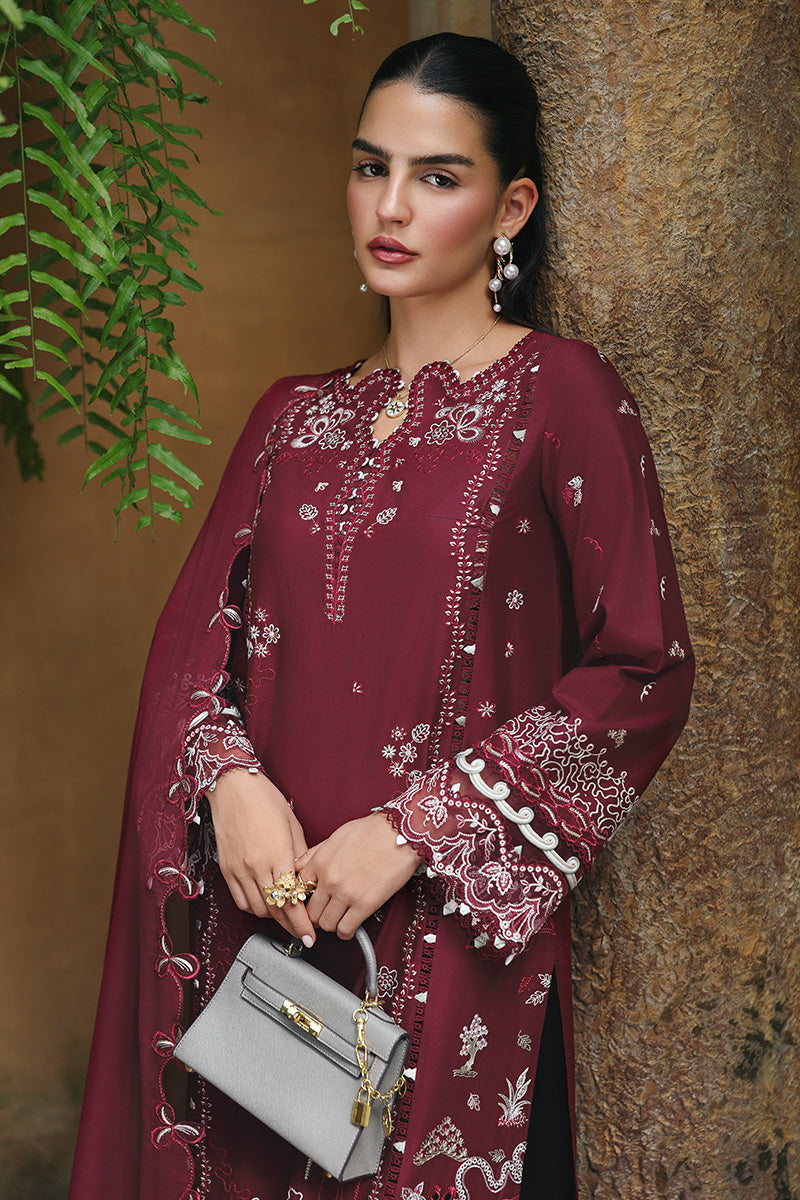 Qalamkar 3 Piece Custom Stitched Suit - Maroon - LB31541