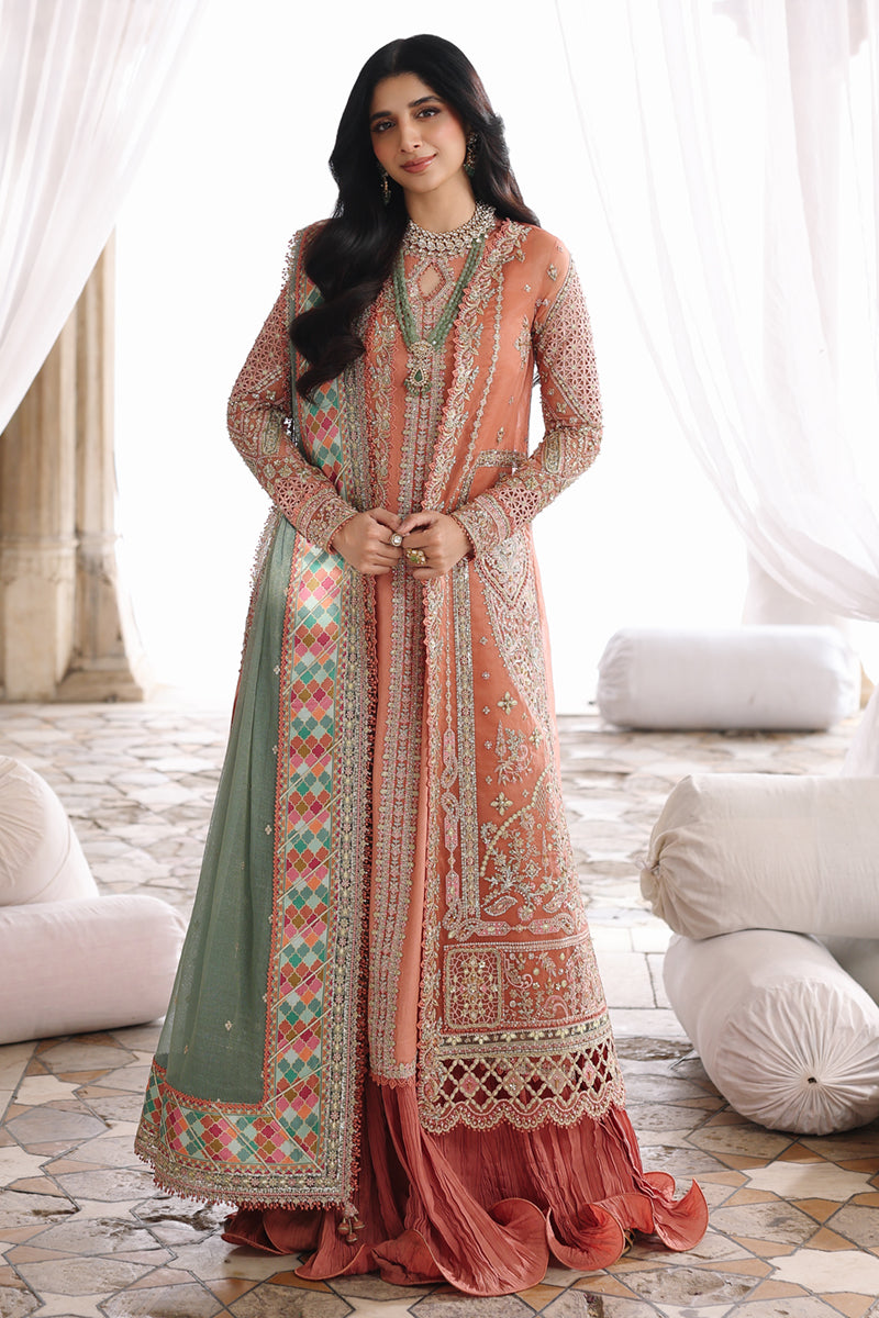 Qalamkar 3 Piece Custom Stitched Suit - Peach - LB31528