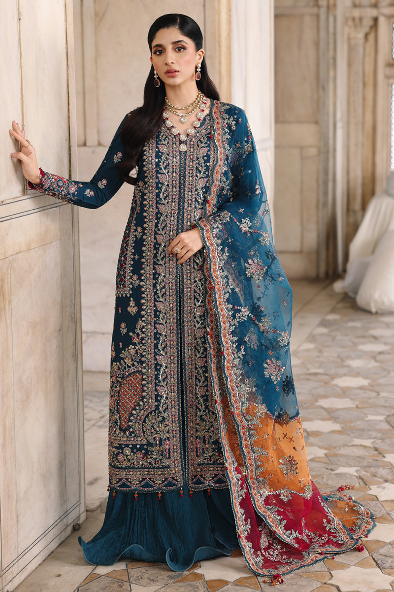 Qalamkar 3 Piece Custom Stitched Suit - Blue - LB31525
