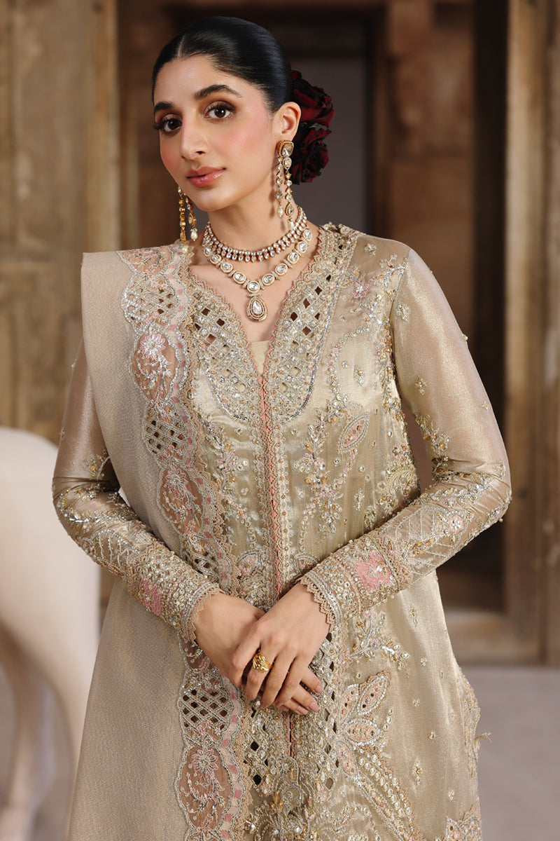 Qalamkar 3 Piece Custom Stitched Suit - Beige - LB31524