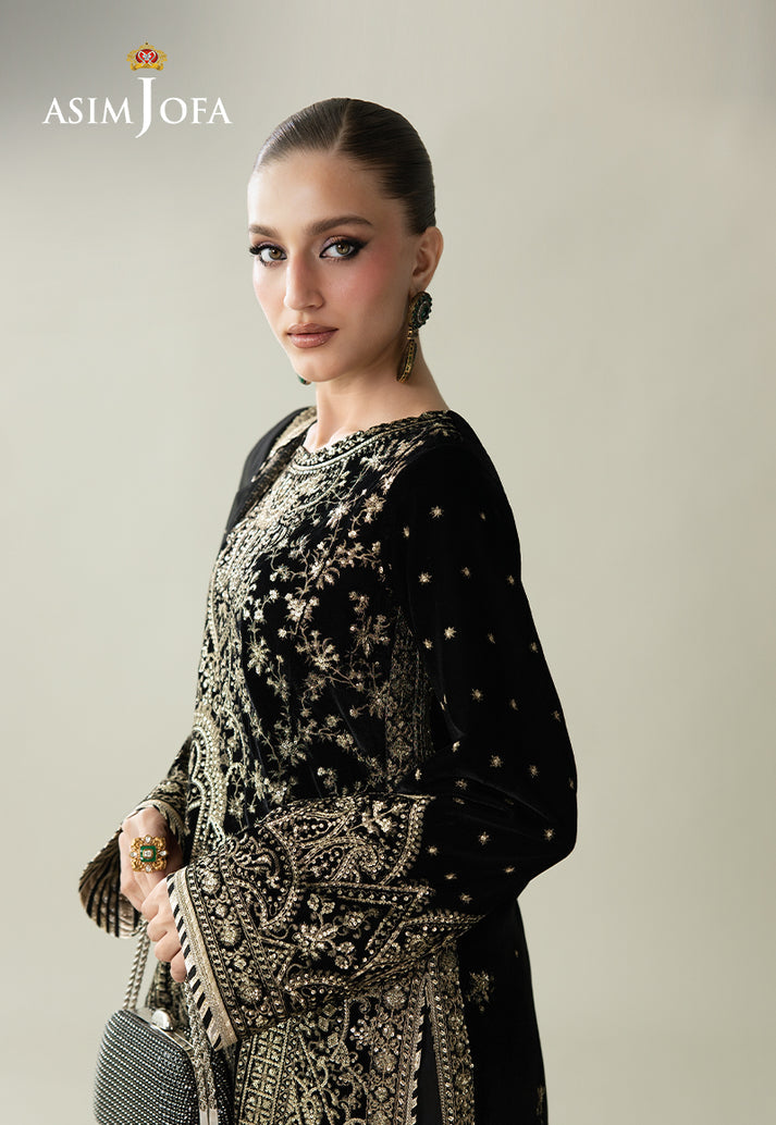 Asim Jofa 3 Piece Custom Stitched Suit - Black - LB31634