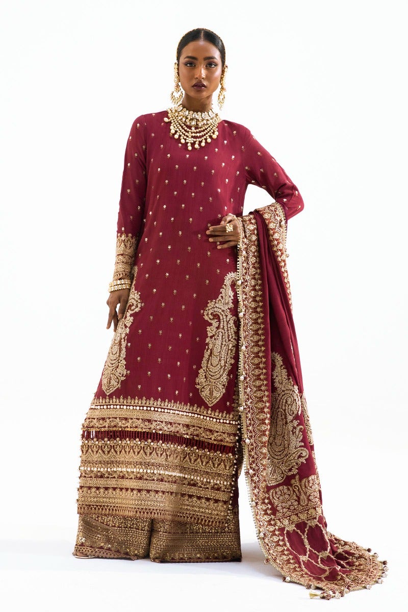 Sana Safinaz 3 Piece Custom Stitched Suit - Maroon - LB25980