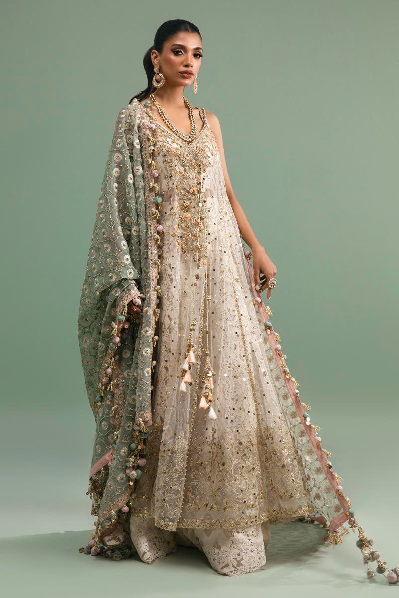 Sana Safinaz 3 Piece Custom Stitched Suit - Off-White - LB285159