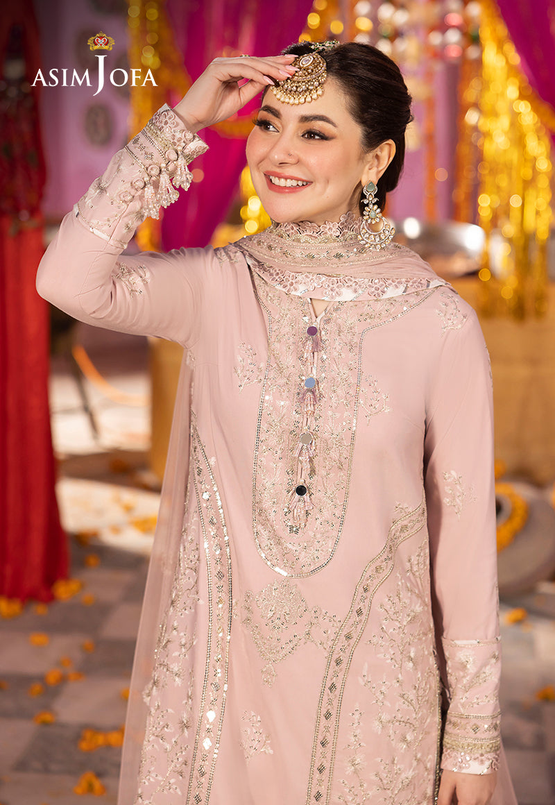 Asim Jofa 3 piece Custom Stitched Suit - Pink - LB285444