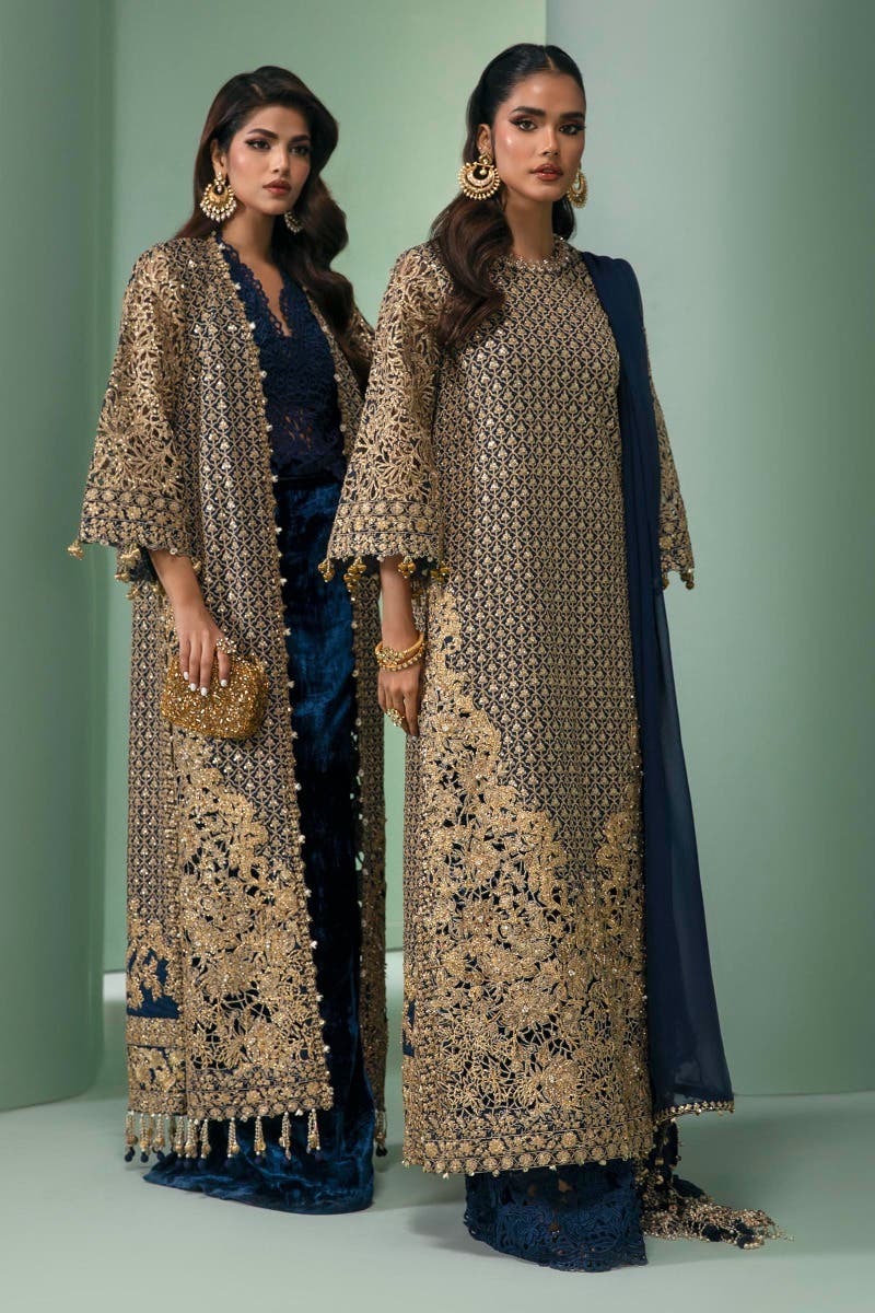 Sana Safinaz 3 Piece Custom Stitched Suit - Blue - LB285158