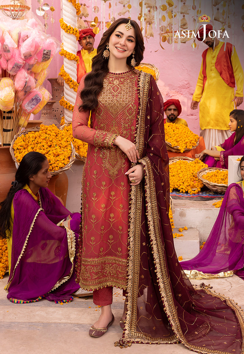 Asim Jofa 3 piece Custom Stitched Suit - Pink - LB285458