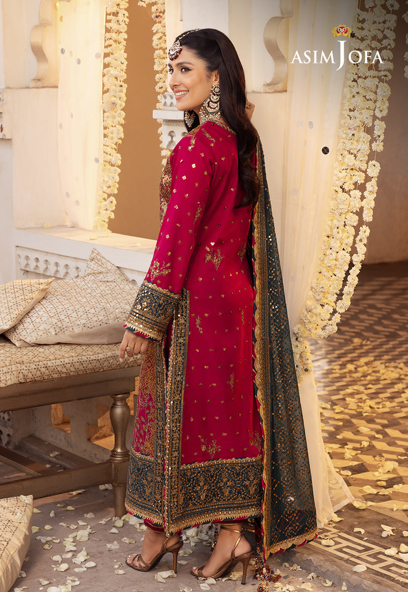 Asim Jofa 3 Piece Custom Stitched Suit - Pink - LB285473