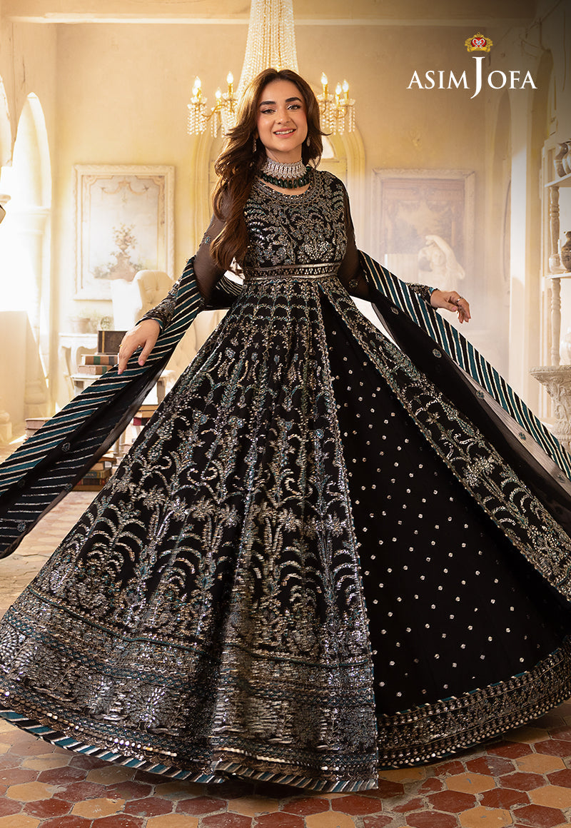 Asim Jofa 3 Piece Custom Stitched Suit - Black - LB285192