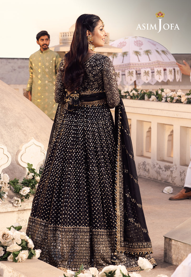 Asim Jofa 3 Piece Custom Stitched Suit - Black - LB285474