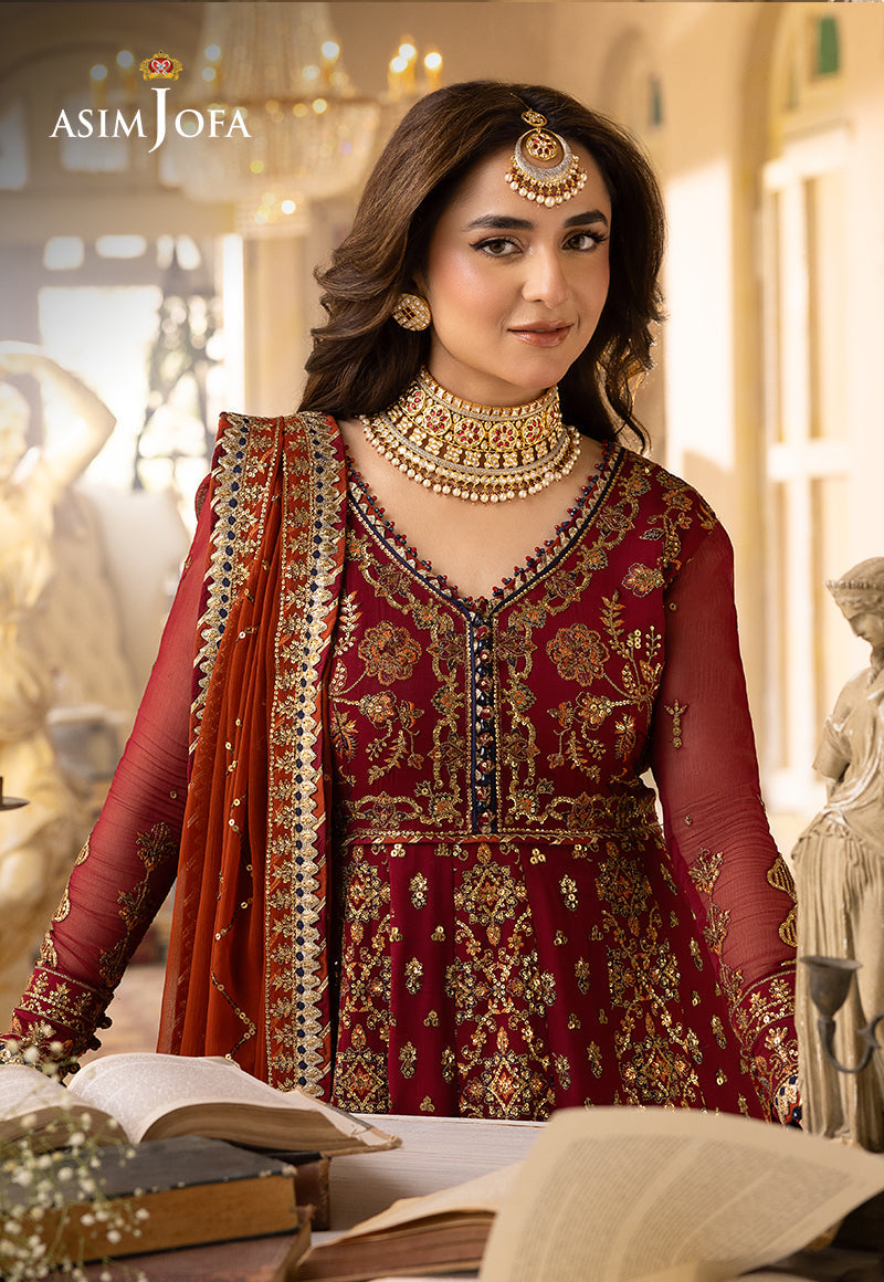 Asim Jofa 3 Piece Custom Stitched Suit - Red - LB285193