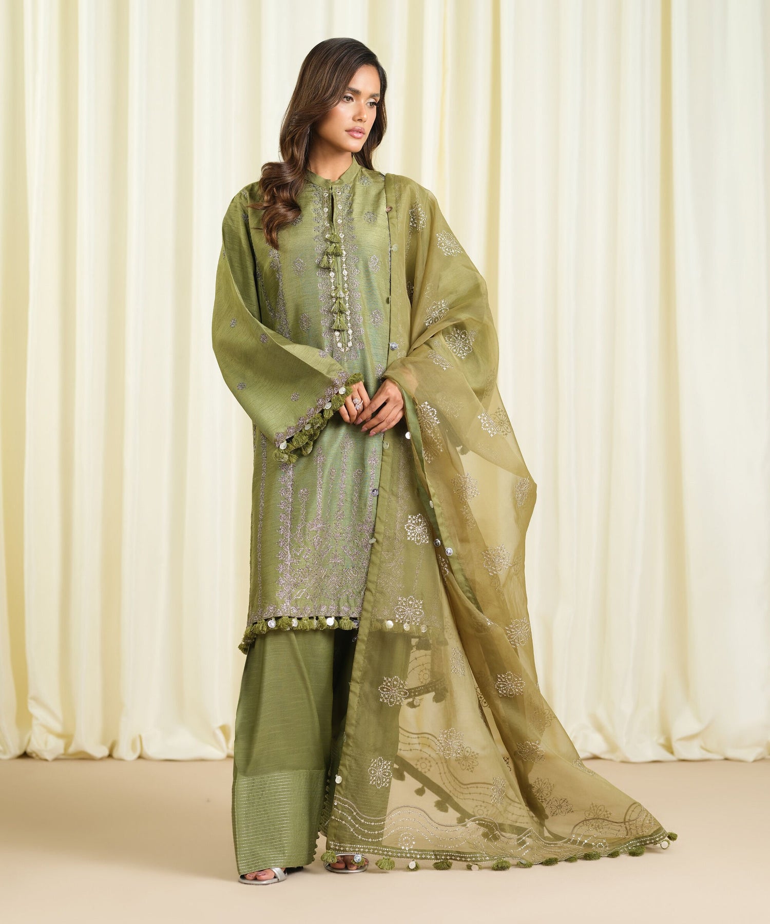 Sapphire 3 Piece Custom Stitched Suit - Green - LB31212