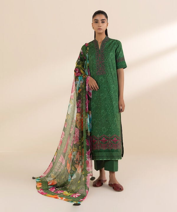 Sapphire 3 Piece Custom Stitched Suit - Green - LB29323