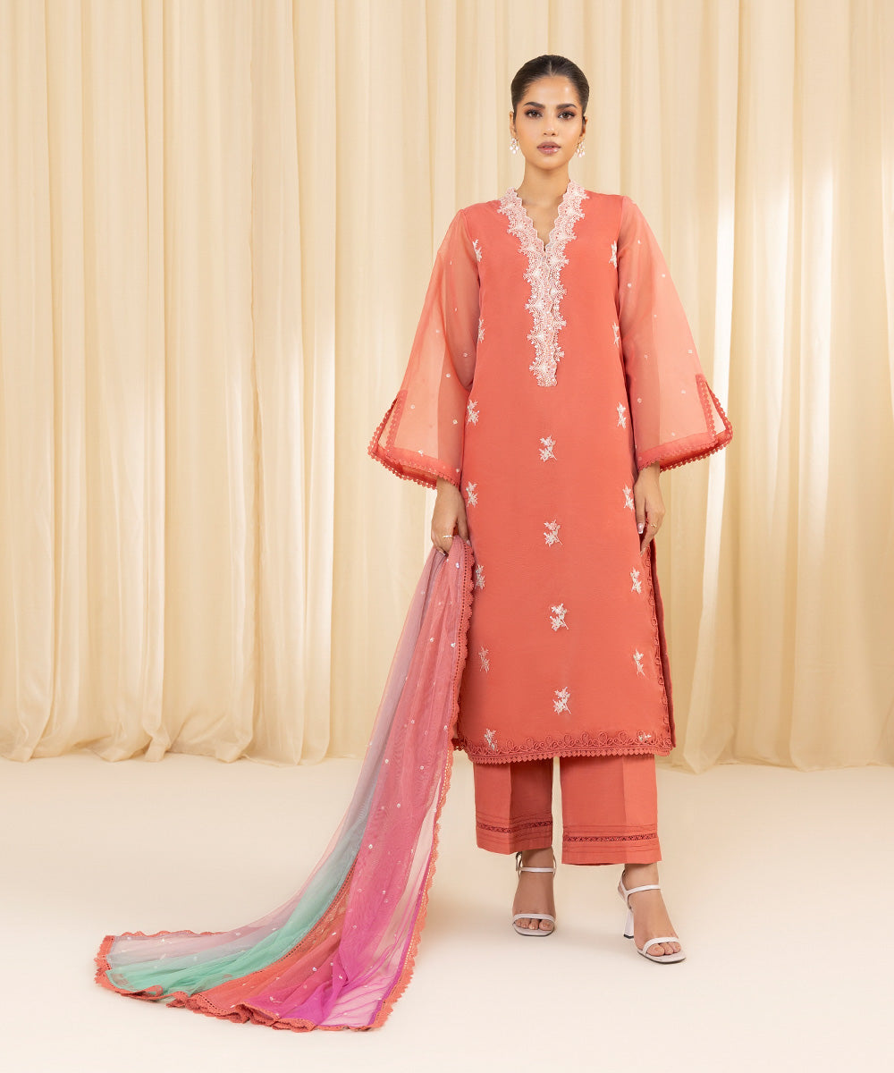 Sapphire 3 Piece Custom Stitched Suit - Peach - LB288168