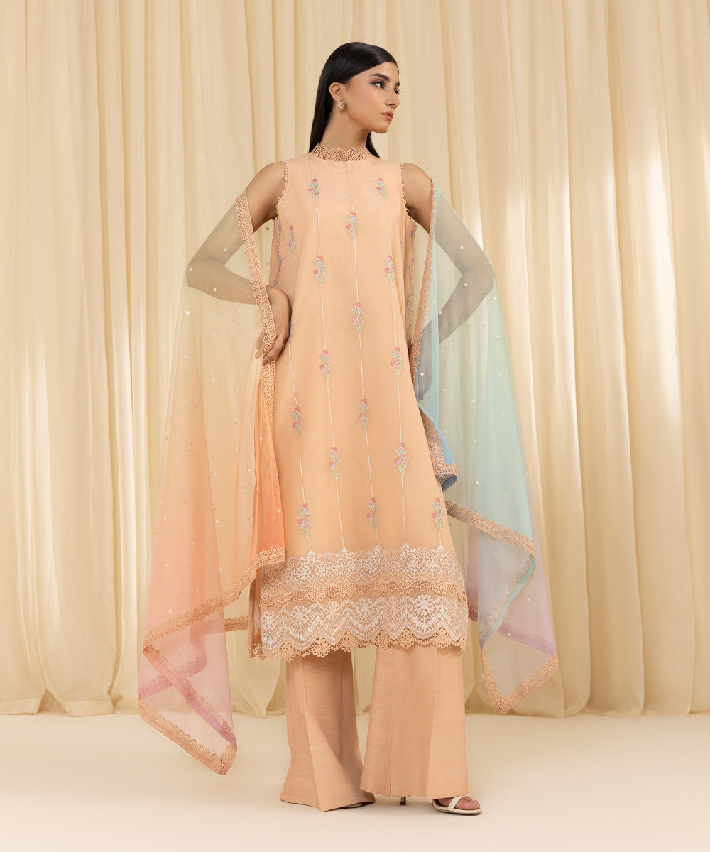 Sapphire 3 Piece Custom Stitched Suit - Peach - LB288167