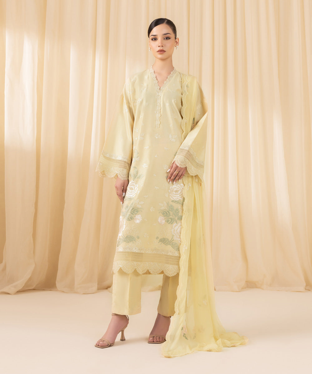 Sapphire 3 Piece Custom Stitched Suit - Yellow - LB288164