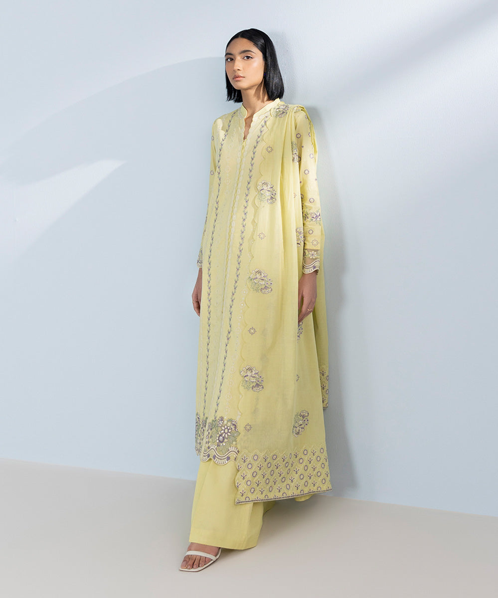 Sapphire 3 Piece Custom Stitched Suit - Yellow - LB287211