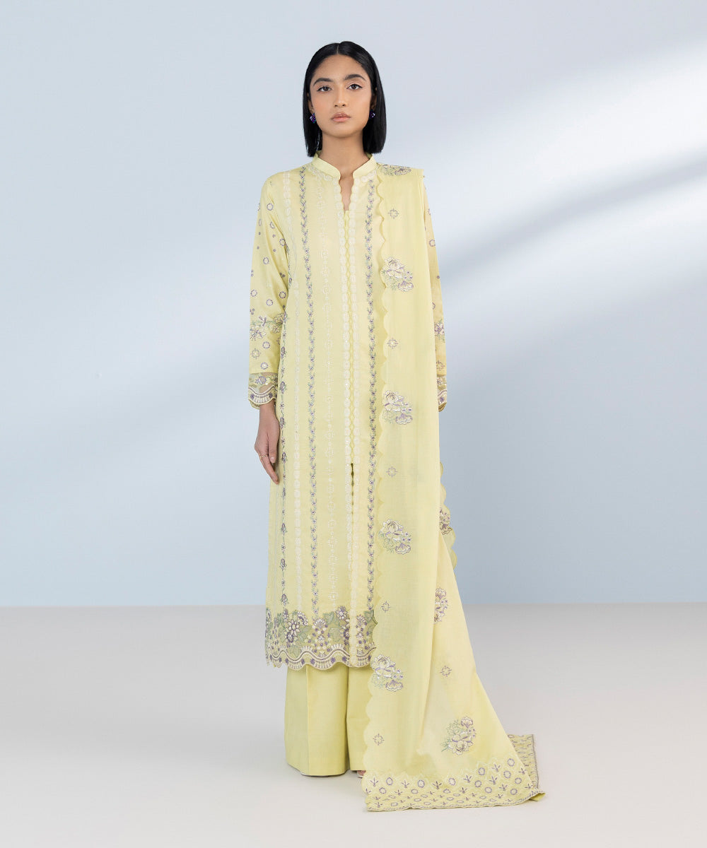 Sapphire 3 Piece Custom Stitched Suit - Yellow - LB287211