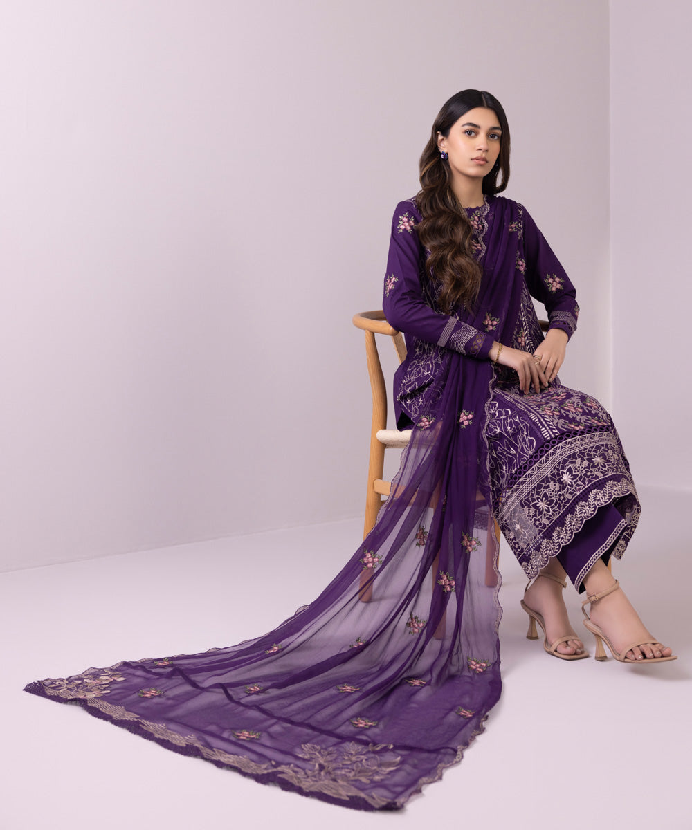 Sapphire 3 Piece Custom Stitched Suit - Purple - LB287151