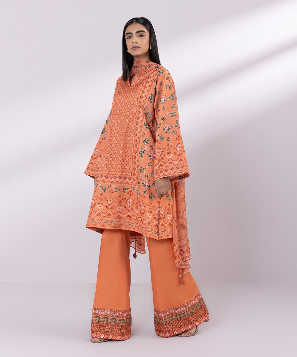 Sapphire 3 Piece Custom Stitched Suit - Orange - LB287135