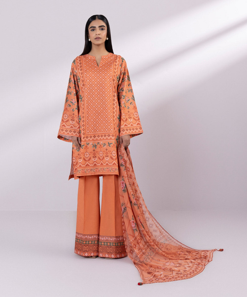 Sapphire 3 Piece Custom Stitched Suit - Orange - LB287135