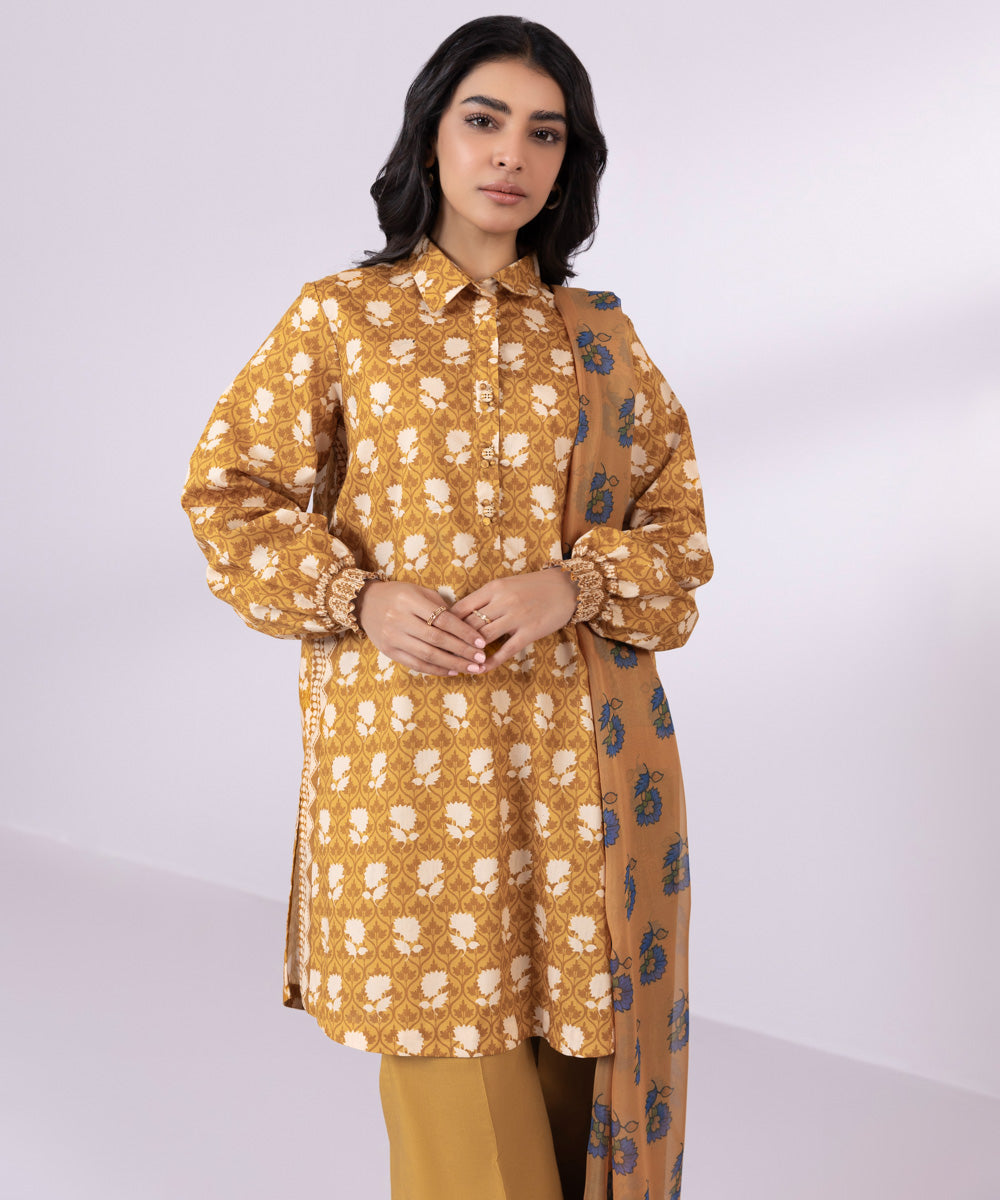 Sapphire 3 Piece Custom Stitched Suit - Mustard - LB287200