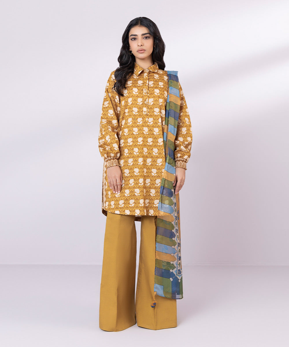 Sapphire 3 Piece Custom Stitched Suit - Mustard - LB287200