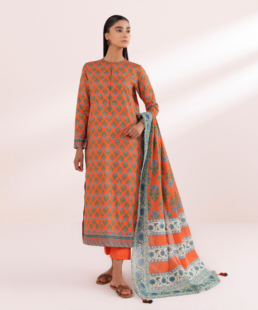 Sapphire 3 Piece Custom Stitched Suit - Orange - LB287745