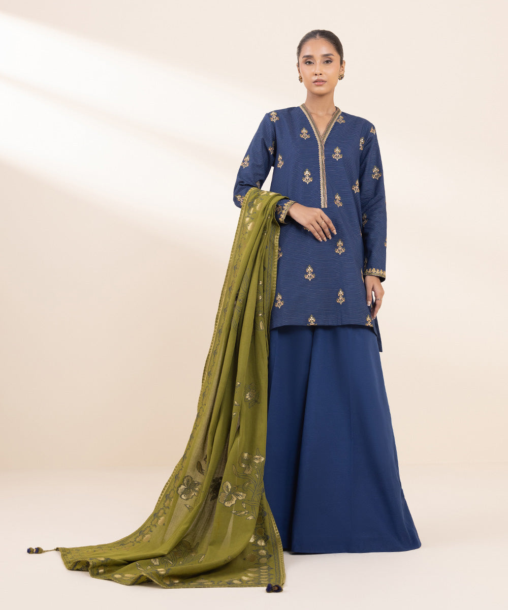 Libasco Sapphire 3 Piece Custom Stitched Suit - Blue - LB288617