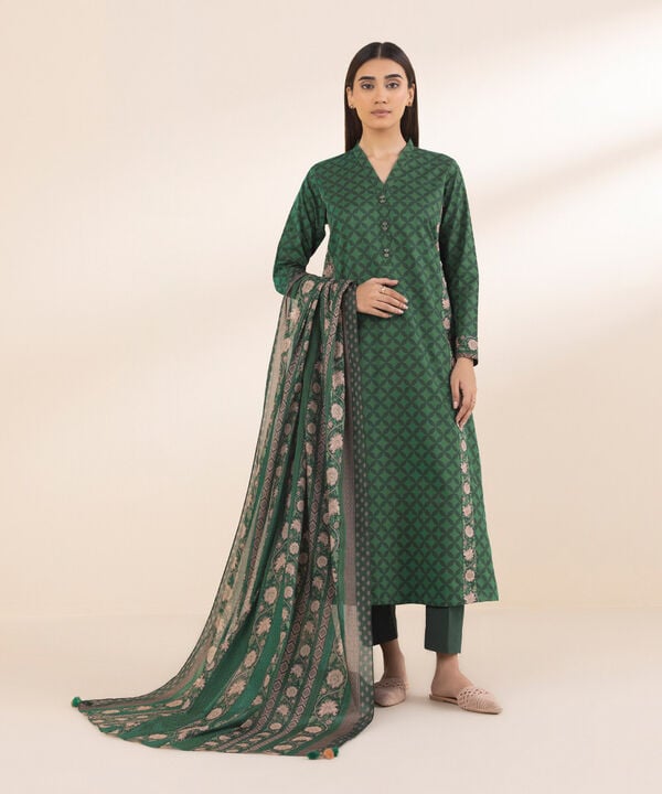 Sapphire 3 Piece Custom Stitched Suit - Green - LB28993