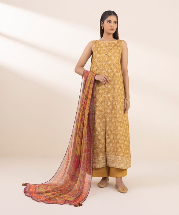 Sapphire 3 Piece Custom Stitched Suit - Mustard - LB29266