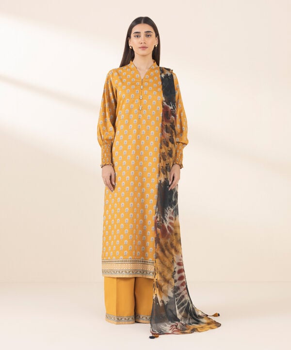 Sapphire 3 Piece Custom Stitched Suit - Yellow - LB29328