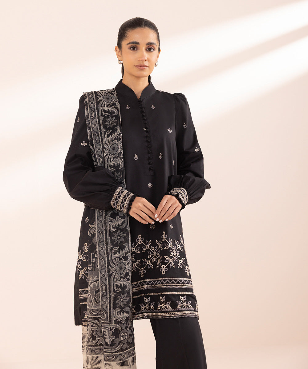 Sapphire 3 Piece Custom Stitched Suit - Black - LB287722