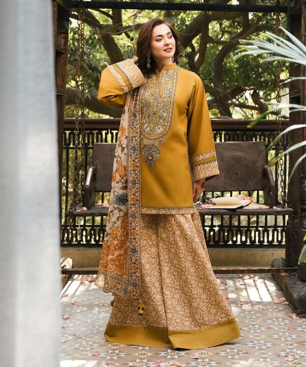 Sapphire 3 Piece Custom Stitched Suit - Mustard - LB29576